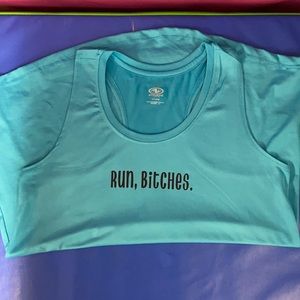 Blue running tank.